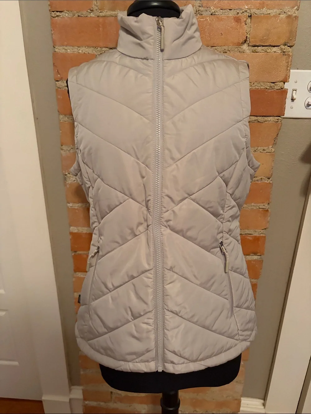 Light Gray and Black Quilted Women's Puffer Vest - 2 Vests - Picture 2 of 13
